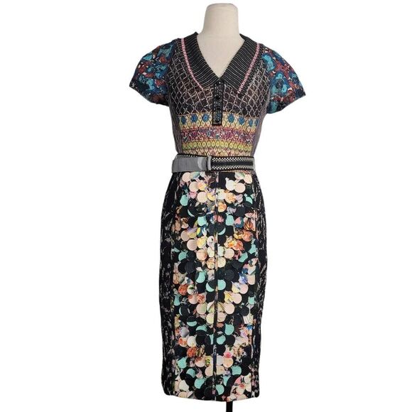 Rare Anthropologie Beguile by Byron Lars Margot Pencil Dress Sz 8 Vivrant Colorf - Picture 3 of 11